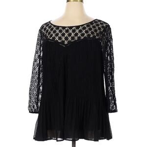 Adiva Black Lace Mesh Dark Romance Goth Witchy Victorian Blouse Plus Size 1X